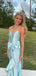 Sexy Baby Blue Spaghettti Strap Mermaid Side Slit&nbsp;Long Sleeveless Long Party Prom Dresses,Evening Dress Online, WGP792