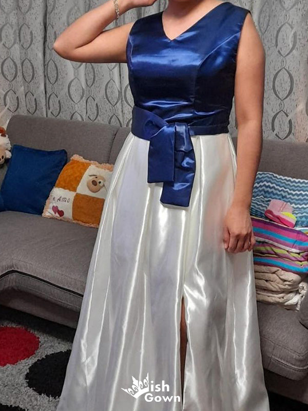 Casual V-neck A-line Long Prom Dress Ideas, Evening Party Dresses,WGP1750