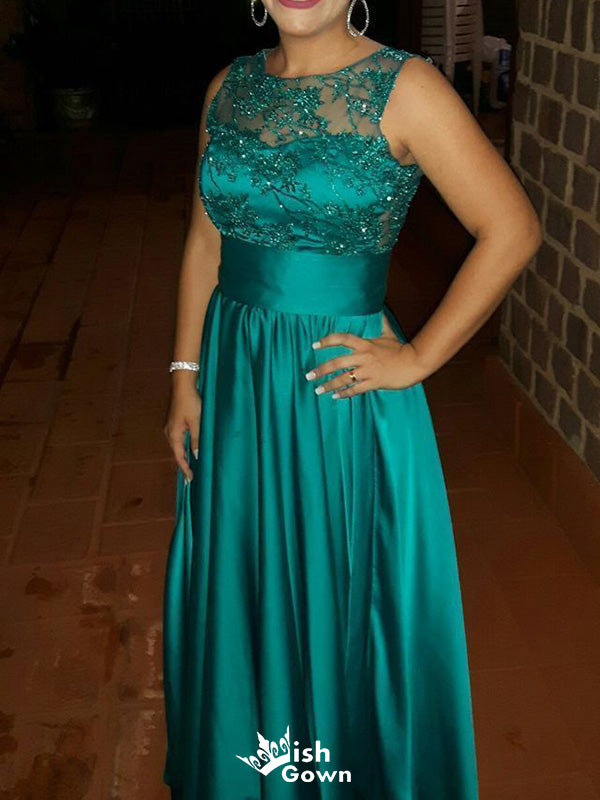 Elegant Illusion A-line Long Prom Dress Ideas, Evening Party Dresses,WGP1753