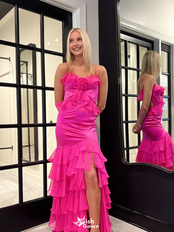 Elegant Spaghetti Strap Mermaid Unique Long Prom Dress Ideas, Evening Party Dresses,WGP1169