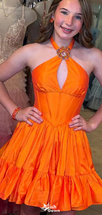 Sexy Halter A-line Short Mini Homecoming Dress,EPT597