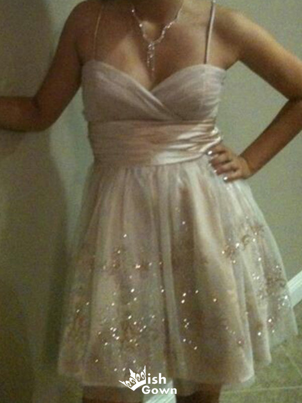 Elegant Spaghetti Strap A-line Short Mini Homecoming Dress,EPT614