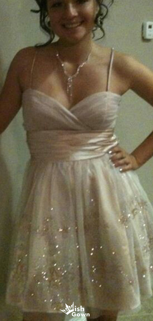 Elegant Spaghetti Strap A-line Short Mini Homecoming Dress,EPT614