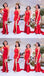 Unique Red Mermaid One Shoulder Sleeveless Side Slit Popular Cheap Maxi Long Wedding Guest Bridesmaid Dresses,WGM337