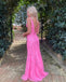 Charming Mermaid Spaghetti Straps V Neck Sleeveless Lace Cheap Maxi Long Party Prom Gowns,Evening Dresses,WGP515