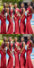 Sexy Mermaid Red Sleeveless Popular Cheap Maxi Long Wedding Guest Bridesmaid Dresses,WGM209