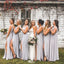 Elegant Gray V-Neck Sleeveless Mermaid A-Line Long Bridesmaid Dresses Online, WGM420