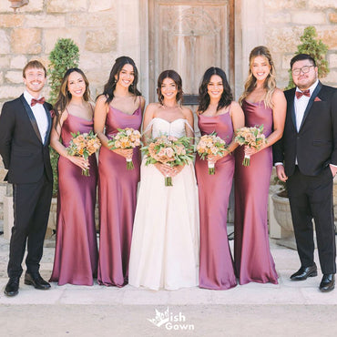 Elegant Pink Spaghetti Strap Sleeveless Mermaid Long Bridesmaid Dresses Online,WGM459