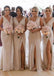 Elegant Beige V-Neck Sleeveless Mermaid Side Slit Long Bridesmaid Dresses Online,WGM434