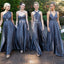 Elegant Navy Blue Mismatched Sleeveless A-Line Long Bridesmaid Dresses Online,WGM457