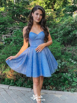 Shiny Sweetheart Sleeveless Sequin Cheap Short Homecoming Dresses, EPT183