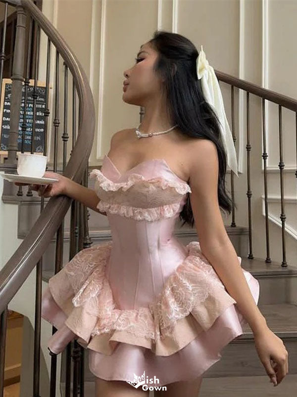 Elegant Pink Sweetheart A-Line Short Homecoming Dresses For Birthday Party, EPT708