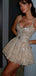 Shiny Spaghetti Strap A-Line Sequin Short Homecoming Dresses For Party, EPT669