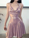 Sexy Pink Halter Strap Sleeveless A-Line Short Homecoming Dresses For Party, EPT664