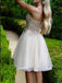Elegant White Spaghetti Strap A-Line Short Homecoming Dresses For Birthday Party, EPT707