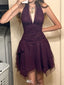 Sexy Purple V-Neck Sleeveless A-Line Short Homecoming Dresses For Party , EPT663