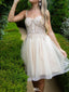 Elegant White Spaghetti Strap A-Line Short Homecoming Dresses For Birthday Party, EPT707
