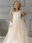 Cute Pink Spaghetti Strap Sleeveless Long A-Line Flower Girl Dress, FG024