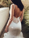 Elegant White Spaghetti Strap Mermaid Long Wedding Dresses With Sweep Trailing,WDH181