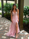 Sparkly Pink Sweetheart Mermaid Side Slit Long Prom Dress Ideas, Evening Party Dresses,WGP1863