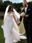 Elegant White Sweetheart Lace Mermaid Long Wedding Dresses With Sweep Trailing ,WDH165