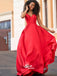 Hot Red A-line Sweetheart Satin Backless Lace Up Evening Long Prom Dresses, WGP080