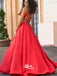 Hot Red A-line Sweetheart Satin Backless Lace Up Evening Long Prom Dresses, WGP080