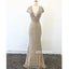 Short Sleeves V-neck Beaded Long Prom Dresses PG1143