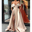 Off the Shoulder Simple A Line Cheap Side Slit Long Prom Dresses, SG158